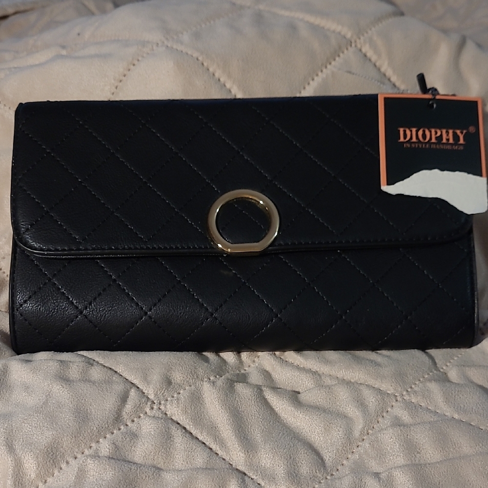 Diophy Black Quilted Clutch